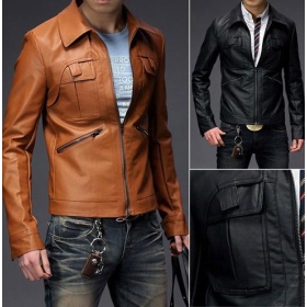 free shipping brand new Men's clothing jacket Leather coat fur leather clothing size M --L-- XL goodagain668