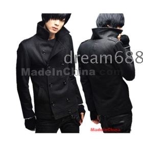 Promotion price!!! free shipping brand new men's Double-breasted wool thick coat Warm coat size M L XL h1