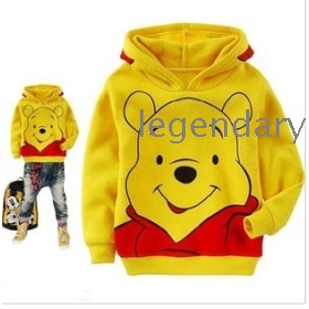 Free shipping Children Hoodies Boy and girl Sweatshirts Long-sleeved hooded sweater sport hoodies yellow size:95-140 