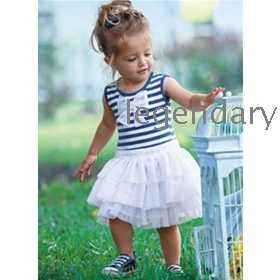 Freies Verschiffen 5pcs Stripe Bow Kleid Ballkleid Kleid Kleid 2012 Kleid Baby Kleid Sommerkleid für Mädchen Kleider