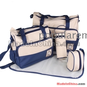 Hot Salg Ble Bags For Baby Mummy Package Komfortabel Set af tasker 5pcs Multi Function Baby Pusletaske