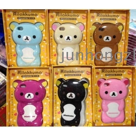 Wholesales!Free shipping Rilakkuma Bear Cute 3D Movable Flip silicon Case Skin Cover for iS 