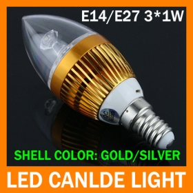 100PCS LIBERANO E14/E27 3 * 1W VITE BASE candela LED LAMP LIGHTING LAMPADA NUOVO PURE WHITE / BIANCO CALDO AC85 - 265V
