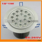 Free shipping 5pcs 18*1W White/Warm white 1650-1750LM 90-265V High Power LED Ceiling Light Down Recessed Lamp 