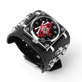 Darmowa wysyłka Gothic Punk Unisex Genuine Leather Wrist Watch Modny zegarek Prezent Hurtownie