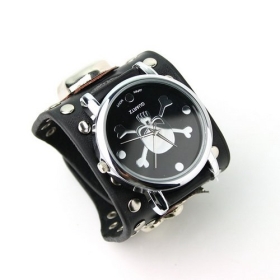 New Free Shipping Punk Gothic Unisex Genuine Leather Wrist Watch High Quality Stainless Steel Dial And The Band Watch Wholesale