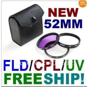 Free Shipping 52 mm 52mm 3PC Filter Kit UV/FLD/CPL for  EF 35mm f/2