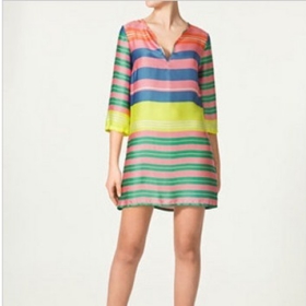 New Arrial Hot Design Candy color stripe Half Sleeve fashion Dress Skirt x7466