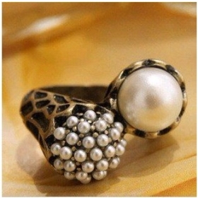 Min.order is $15 (mix order) Wholesale Beautiful Asymmetric Pearl Retro Ring,Fashion Ring,Free Shipping 1202 