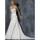  A-line V- Neck Brush Train Satin/ Wedding Dress P0001