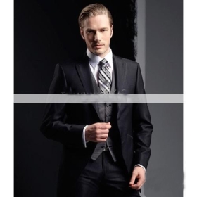 Wholesale cheap men's suits!!Free Shipping!!/Brand new Fashion black business suits,wedding suits/wedding tuxedo &Bridegroom suit/suit include Jacket+Pants+Tie+Vest / any Color Available 0094