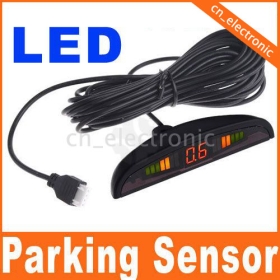 Gratis verzending 4 parkeersensoren LED auto Reverse Backup Radar Kit