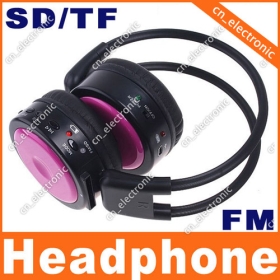 Digital Wireless Stero Headphone FM SD / TF Music Player MP3 WMA WAV Rose