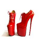 Dropshipping by DHL,12" high heels& pumps lace up red patent genuine leather women's dresses shos,size 5 6 7 8 9 10 11 12 13 14