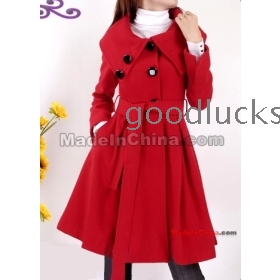 Free shipping C51939 han edition dress 2010 qiu dong outfit new skirt cashmere  coat lapel tilting from two color coat