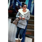 free shipping The lambs thick hair coat 2011 autumn outfit new han edition dress grow even cap knitting hair sweater cardigan winter