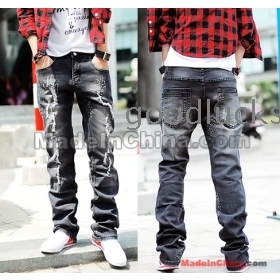 free shipping Han edition fashion trends  whisker scratches hole cultivate one's morality man jeans with jeans