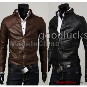 freeshipping Cultivate one's morality LiLing man locomotive jacket leather jackets coat#1