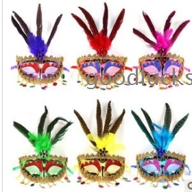 The mask dance coloured drawing or pattern Halloween mask mask mask small electroplating pheasants feather mask 