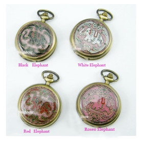 Interesting Women/Lady gift Elephant Color Pattern Antique Pocket Watch New Whole Hot Sale (MOQ. 6pcs mixed order) free shipping(NBPWECP)