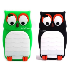 15 pcs/lot Lovely 3D Owl Silicon Soft Cases for i P 4/, Whole Hot Sale Free Shipping ( NBPCSO )