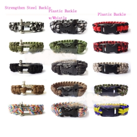 30 pcs/lot Cool Survival Nylon Bracelet Gift with Plastic Buckle,  of 7 Core String,Whole Hot Sale Free Shipping ( NBSVB )