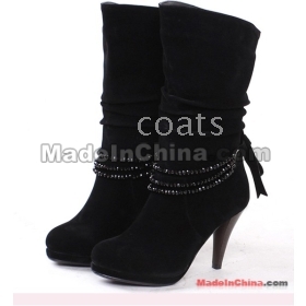 2011 after new winter bowknot deerskin suede short tube high boots with women       