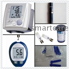 Free shipping Travelling BP monitor and Glucometer+25pcs strips in one pack for sales