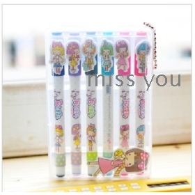 UMI in South Korea  stationery lovely little girl six color color pen, gel pen (6 a suit) 