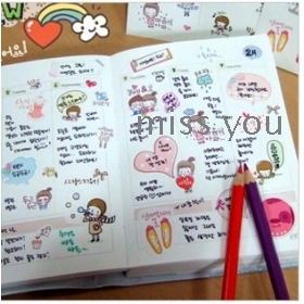 South Korea paragraph stationery little girl lovely mouth diary sticker photo album sticky paper 8 pieces into 