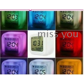 Colorful color mood clock colorful clock time temperature perpetual calendar music alarm clock 140 g 