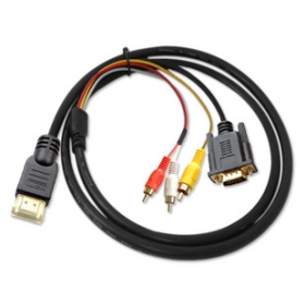 FreeShipping  HDMI to VGA + Composite RCA Audio Video Cable (1.5M-Length)
