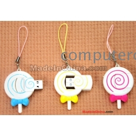 Free Shipping Wholesale 100pics/lot Lovely Lollipop USB 2.0 T-Flash TF Micro-SD Card Reader Optional multi-color