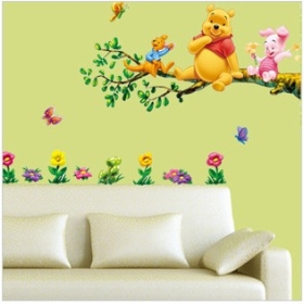 Free Shipping+10pcs/lot 2pcs/lot WINNIE THE POOH PVC Art Deco decal Wall Paper Sticker KIDS