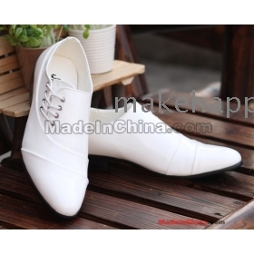 Men's shoes han edition men's leisure pointed leather shoes man non-mainstream breathable tide white shoes    