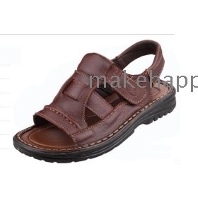 The summer 2012 men head layer cowhide sandals sandy shoes leather dew toe leisure sandals male magic stick