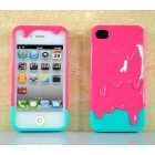Free Shipping wholesale plastic Pink 3D Melt -Cream Skin Hard Case Cover For 4g case  