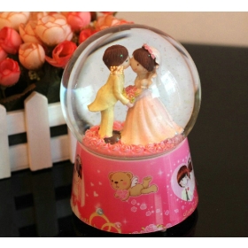 2013 pink pot fashion pretty lovely happy felicific lover hot selling christmas new year Valentine's Day wedding ornaments gift crystal ball music box best gift to lover 