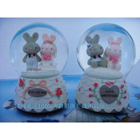 colorful pink white pot fashion pretty lovely cartoon rabbit happy felicific lover hot selling christmas new year Valentine's Day wedding ornaments gift crystal ball music box best gift to lover 