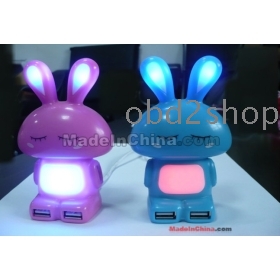 Hot lumière colorée lapin HUB USB Port 4 en 1 HUB Splitter câble adaptateur pour PC portable USB Splitter Hub USB