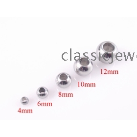 Wholesale -12mm-4mm smooth 316L stainless steel beads bracelet necklace accessories jewelry DIY parts 100pcs ZSP031-ZSP035