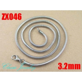 Wholesale -3.2mm 21.5 Inch-33.2Inch roundish 316L stainless steel cool Snake chain necklace 20pcs/lot DIY ZX046