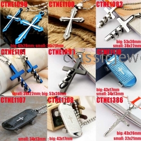 Wholesale - MIXED stainless steel cross pendant pandent necklace  20pcs/lot Classic Jewelry CTNE1099