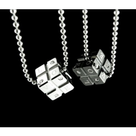  New Arrival Fashion lovers necklace Chains Dice Inlay Pendants Stainless steel necllace GX309 