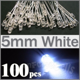 engros 100 5mm 2 Pin Round White LED Light Emitting Diode Lampe fri hvert parti forfremmelse 2012