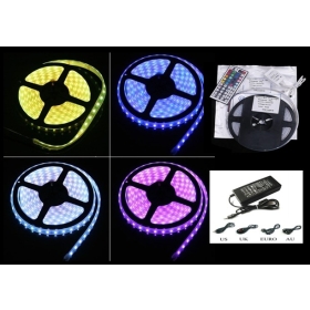 Promotion: RGB 5050 led strip Top performance Magic color 3528 5050 300 LED Strip Light  kit 12V with IR remoted controller 5m/roll 5m/lot wholesale free shipping