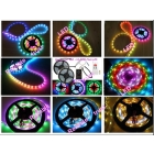 Promotion: Waterproof RGB LED Strip lights Top performance Magic color 3528 5050 300 LED Strip Light  kit 12V with IR remoted controller 5m/roll 5m/lot wholesale free shipping