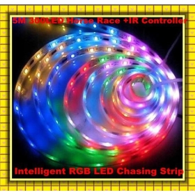 Reliable trust LED Strips:High performace Waterproof RGB 5050 Horse race LED Chasing strips 270LED Remote control with LED transformer 5m/roll DHL free shipping