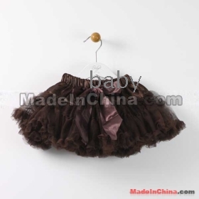 Girls pettiskirt  bow  yarn skirt child girls tutu skirts  toddler short skirt dress (3pcs/lot) Brown Free shipping #3209