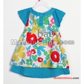  Children girls' dresses double-layer cotton flower dress one-piece dress Spanish Flower skirt